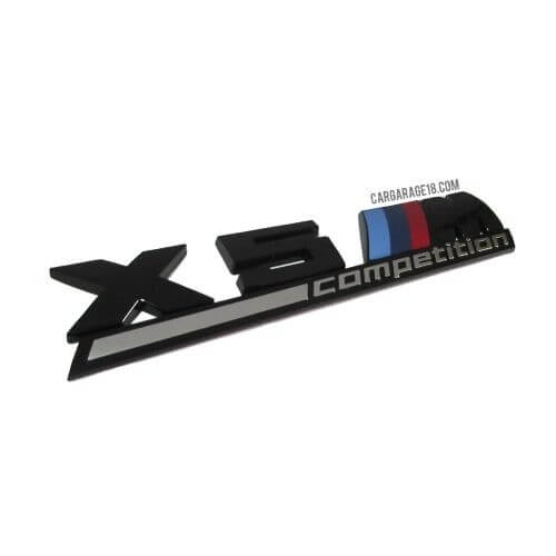 GLOSSY BLACK X5 ///M COMPETITION EMBLEM SIZE 175x40mm CarGarage18