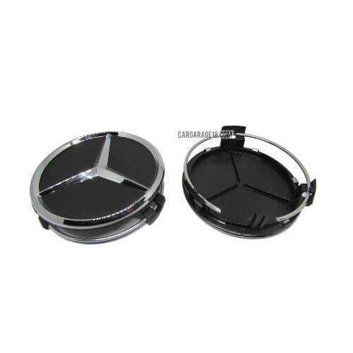 BLACK CHROME MERCEDES BENZ WHEEL CENTER CAP SIZE 75mm