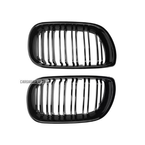 GLOSSY BLACK DOUBLE SLATS FRONT GRILLE FOR BMW E46 FACELIFT 2002-2005