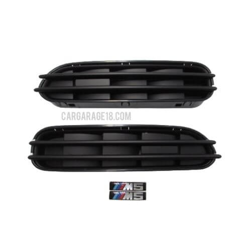 BLACK FENDER GRILL WITH M5 EMBLEM FOR BMW E60 - BODY HOLE MODEL