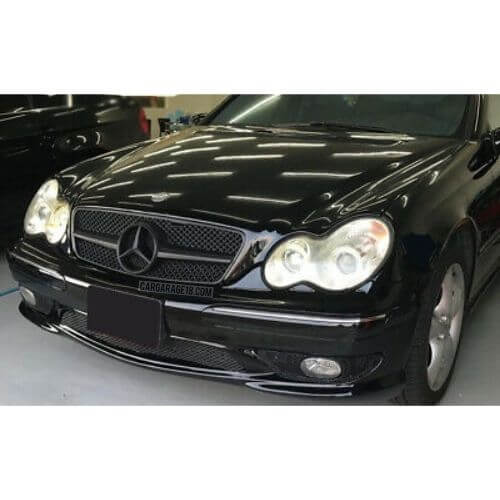 GLOSSY BLACK GRILL FOR MERCEDES BENZ C-CLASS W203 (2000-2006) - GLASS CENTER LOGO