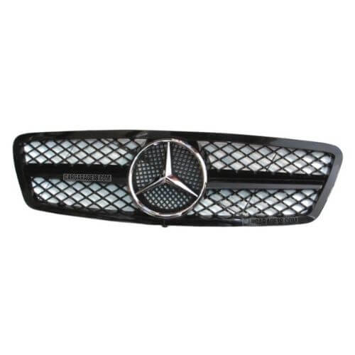 GLOSSY BLACK LOGO CHROME GRILL FOR MERCEDES BENZ C-CLASS W203 (2000-2006)
