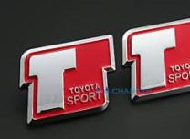SIZE 48x37mm RED CHROME "T TOYOTA SPORT" EMBLEM