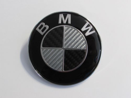 thumbnail image 2 of Black & White Carbon Fiber Roundel Decal Sticker For BMW Badge Emblems – Rims, Hood, Trunk 2 of 4