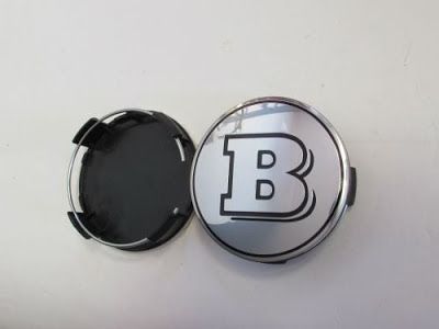 SIZE 75mm CHROME BLACK BRABUS LOGO WHEEL CENTER CAP FOR MERCEDES BENZ