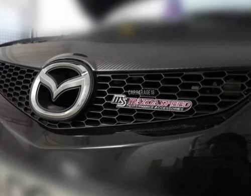 SIZE 160x27mm BLACK RED MAZDA SPEED PERFORMANCE ACCESSORIES GRILLE EMBLEM