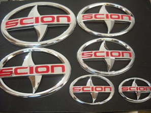SIZE 65x45mm RED CHROME SCION LOGO EMBLEM FOR TOYOTA
