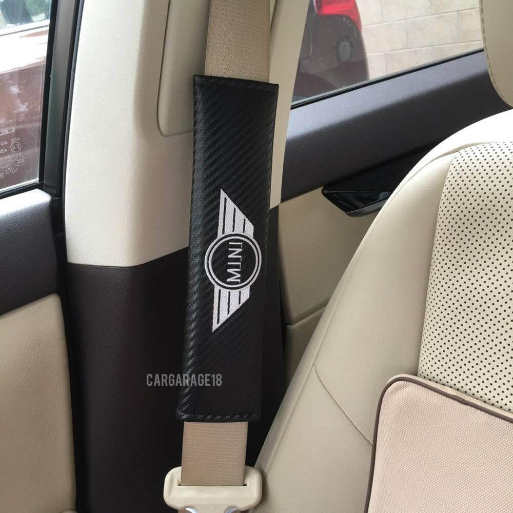 MINI Cooper Carbon Fiber Car Seat Belt Cover Pads Shoulder