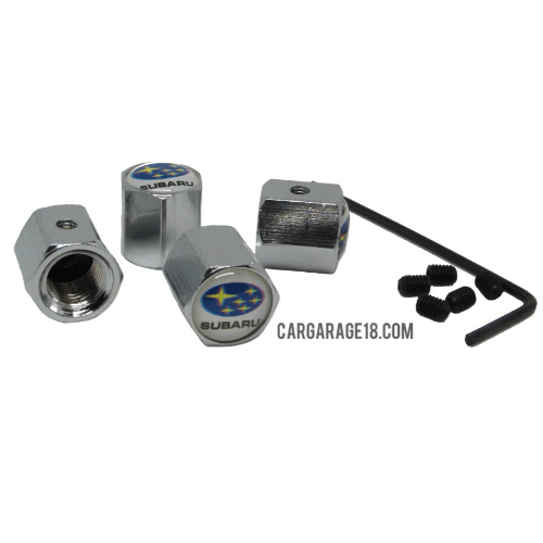 BLUE TIRE VALVE CAP FOR SUBARU Complete with bolts