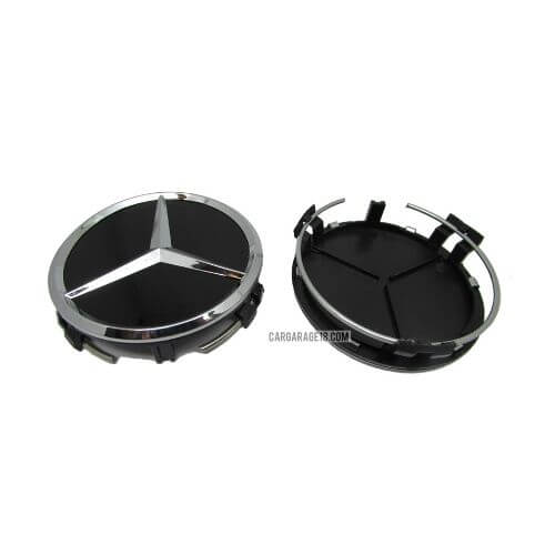 GLOSSY BLACK CHROME BENZ WHEEL CENTER CAP SIZE 75mm