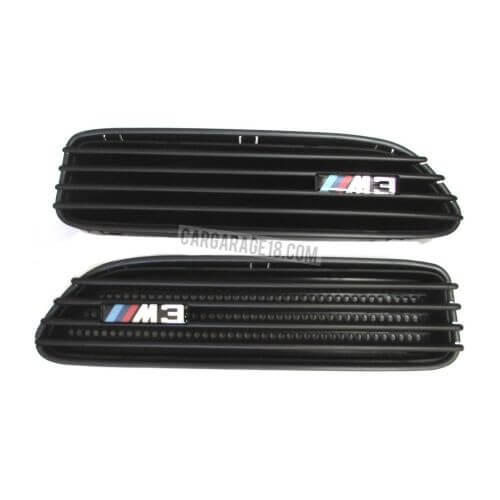 MATTE BLACK FENDER GRILL WITH M3 EMBLEM FOR BMW E30, E36, E46, E90, E91, E92, E93 - BODY HOLE MODEL