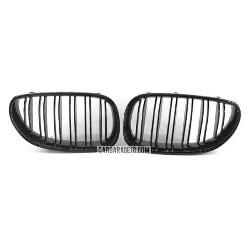 GLOSSY BLACK FRONT GRILLE FOR BMW E60/ E61 (2004-2009) - DOUBLE SLATS