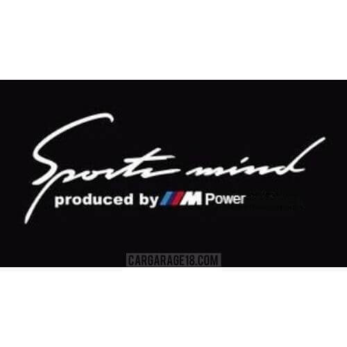 WHITE SPORT MIND PRODUCED BY M POWER LOGO STICKER FOR BMW