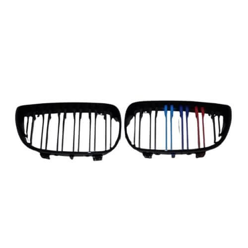 Front Grille M Colour Glossy Black Double Slats For BMW E87