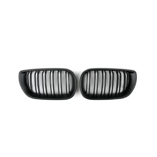Matte Black Double Slats Front Grille BMW E46 Facelift 2002-2005
